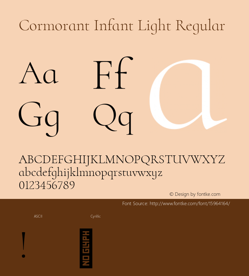 Cormorant Infant Light Regular Version 1.000;PS 002.000;hotconv 1.0.88;makeotf.lib2.5.64775; ttfautohint (v1.4.1)图片样张