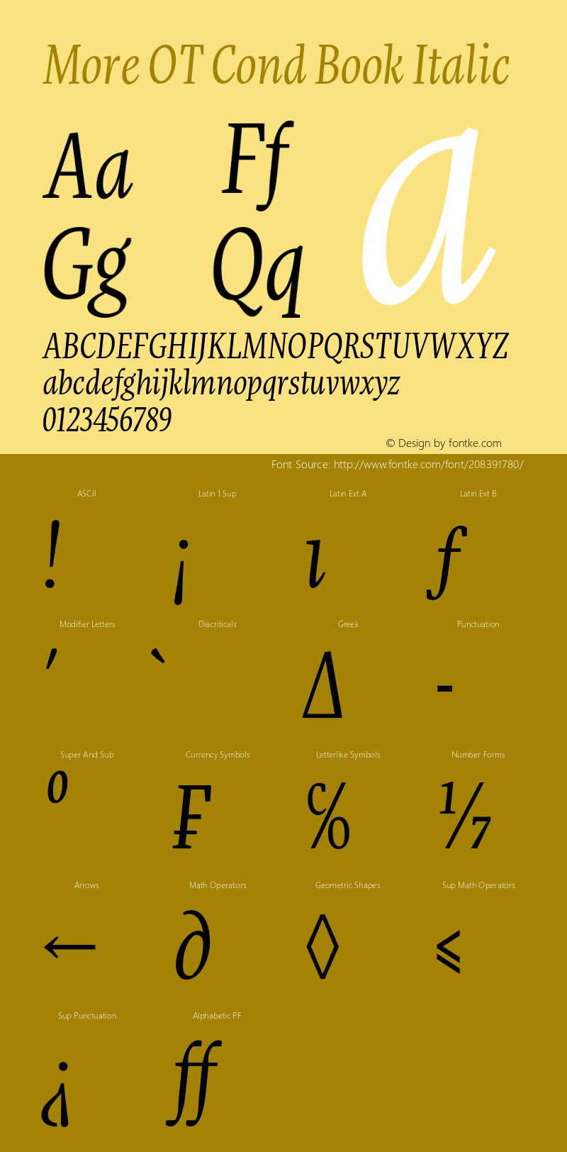 MoreOT-CondBookItalic Version 7.504; 2010; Build 1002图片样张