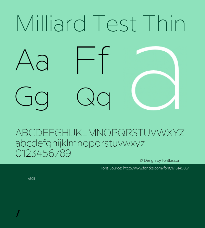 Milliard Test Thin Version 1.000;PS 001.000;hotconv 1.0.88;makeotf.lib2.5.64775图片样张