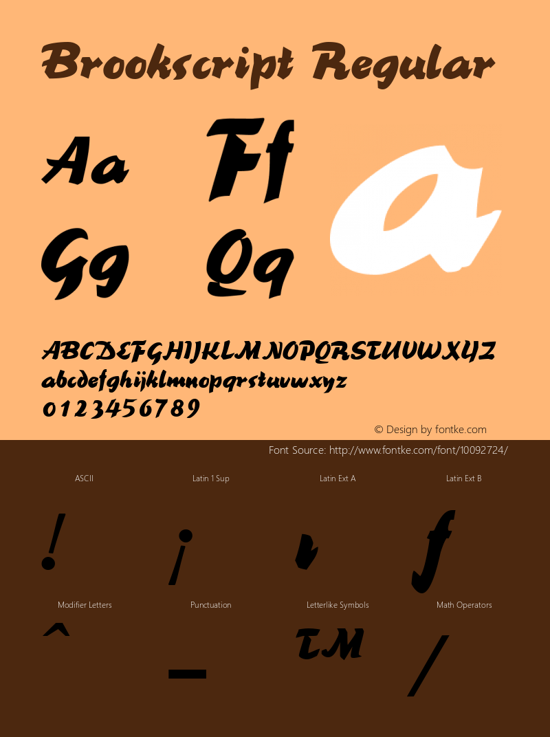 Brookscript Regular The IMSI MasterFonts Collection, tm 1995, 1996 IMSI (International Microcomputer Software Inc.)图片样张