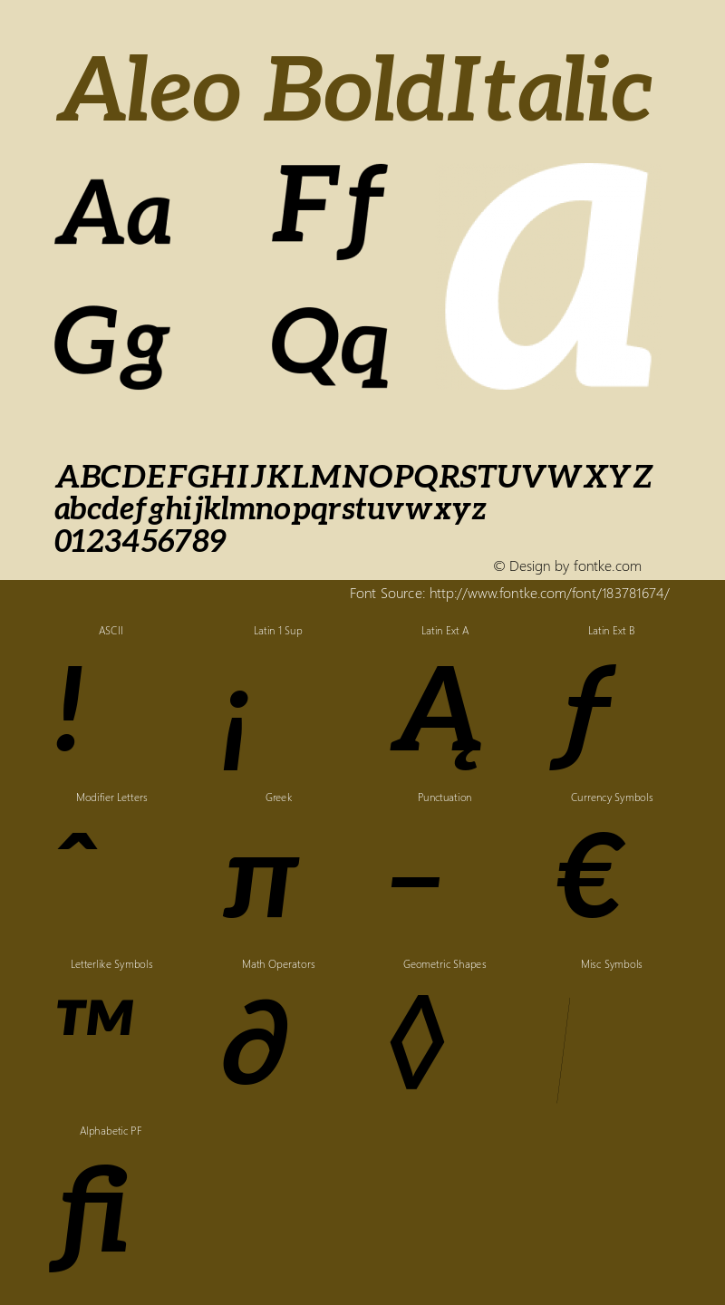 Aleo Bold Italic Version 1.1图片样张