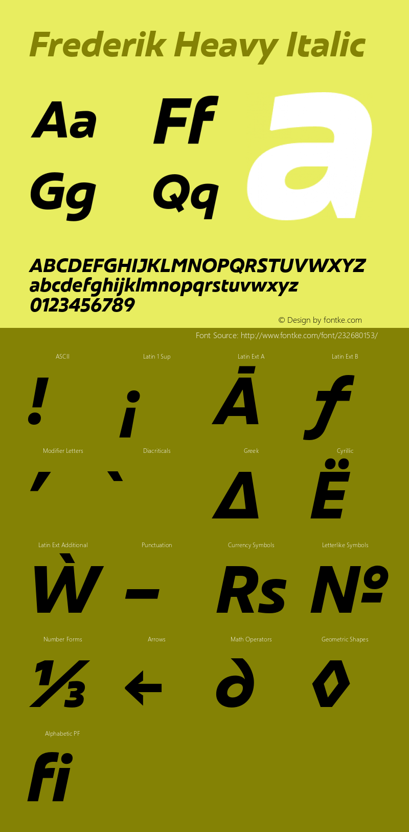 Frederik Heavy Italic Version 001.000 February 2019图片样张