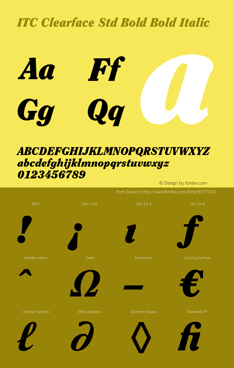 ITC Clearface Std Bold Bold Italic OTF 1.018;PS 001.001;Core 1.0.31;makeotf.lib1.4.1585图片样张