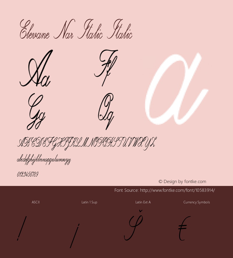 Elevane Nar Italic Italic Version 1.000图片样张