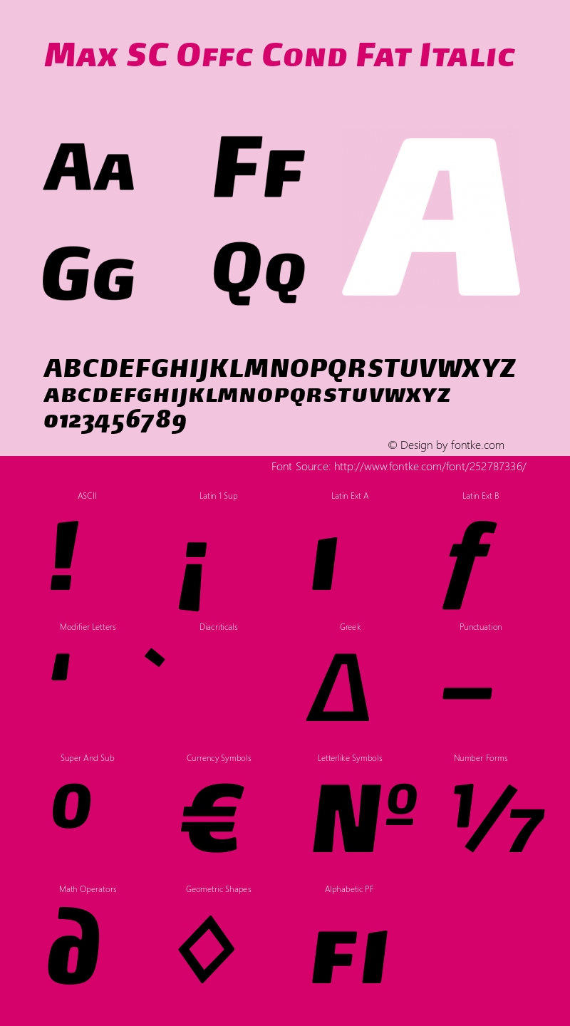 Max SC Offc Cond Fat Italic Version 7.504; 2014; Build 1021图片样张