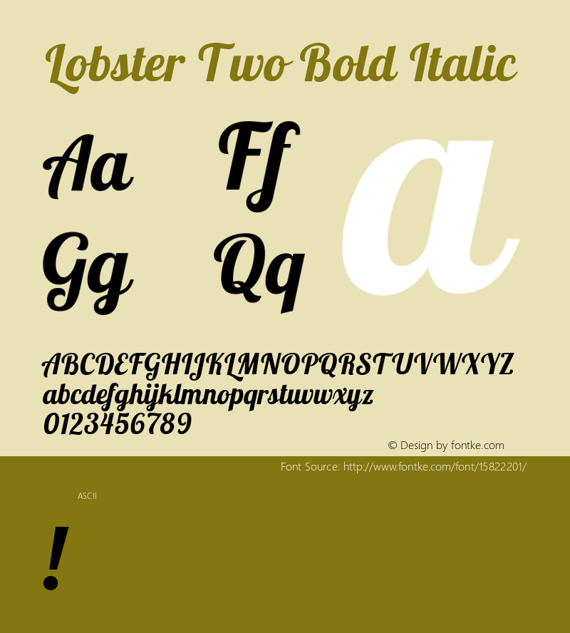 Lobster Two Bold Italic Version 1.006; ttfautohint (v1.4.1)图片样张