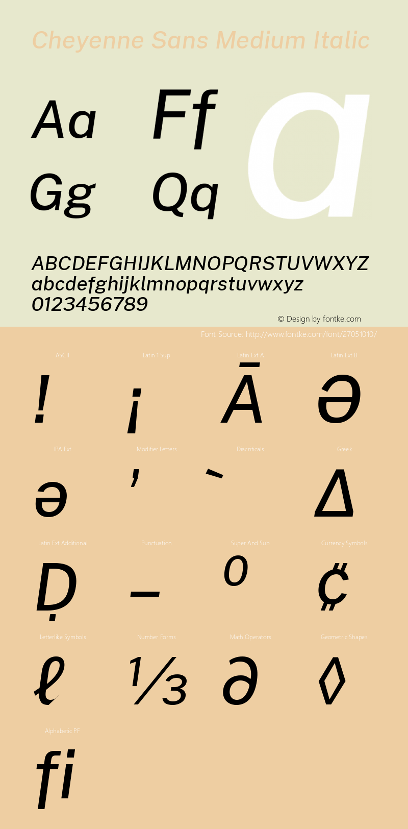 Cheyenne Sans Medium Italic Version 1.000; ttfautohint (v1.8.2)图片样张