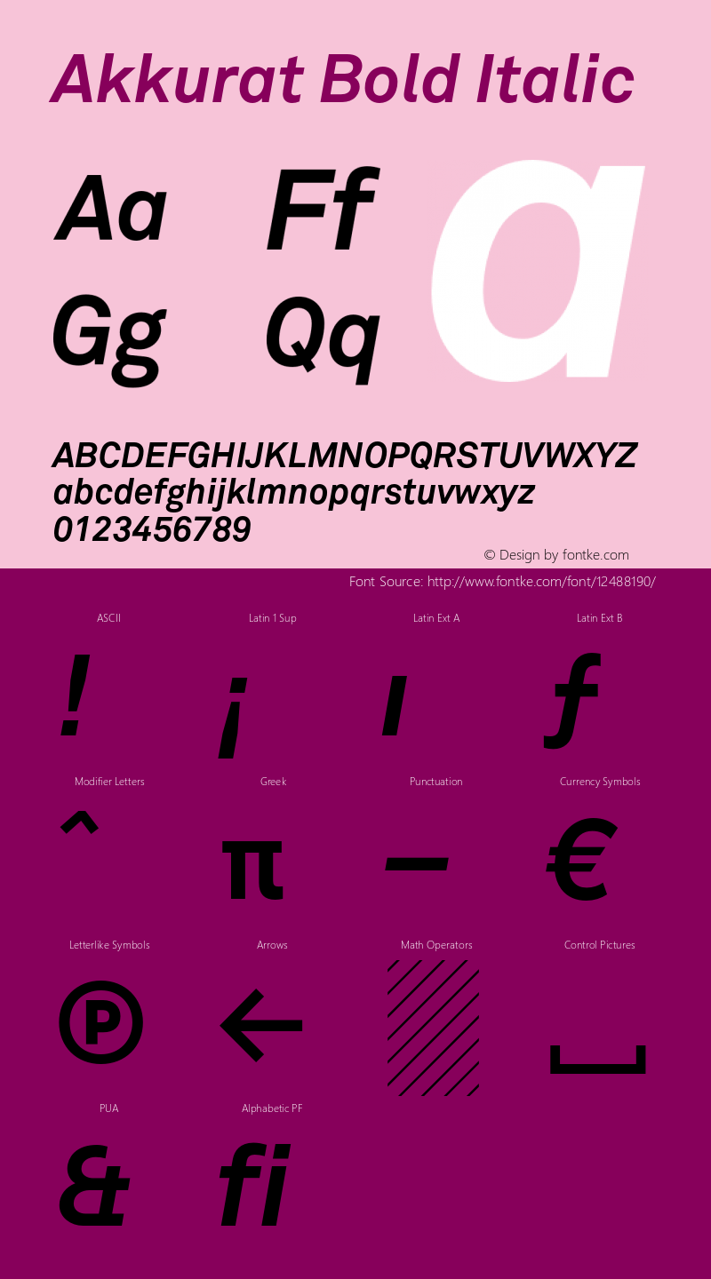 Akkurat Bold Italic Version 1.000;PS 001.000;Core 1.0.38图片样张