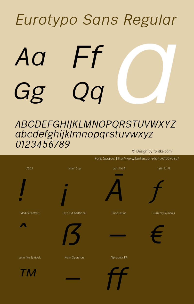 Eurotypo Sans W05 Light Italic Version 1.00图片样张