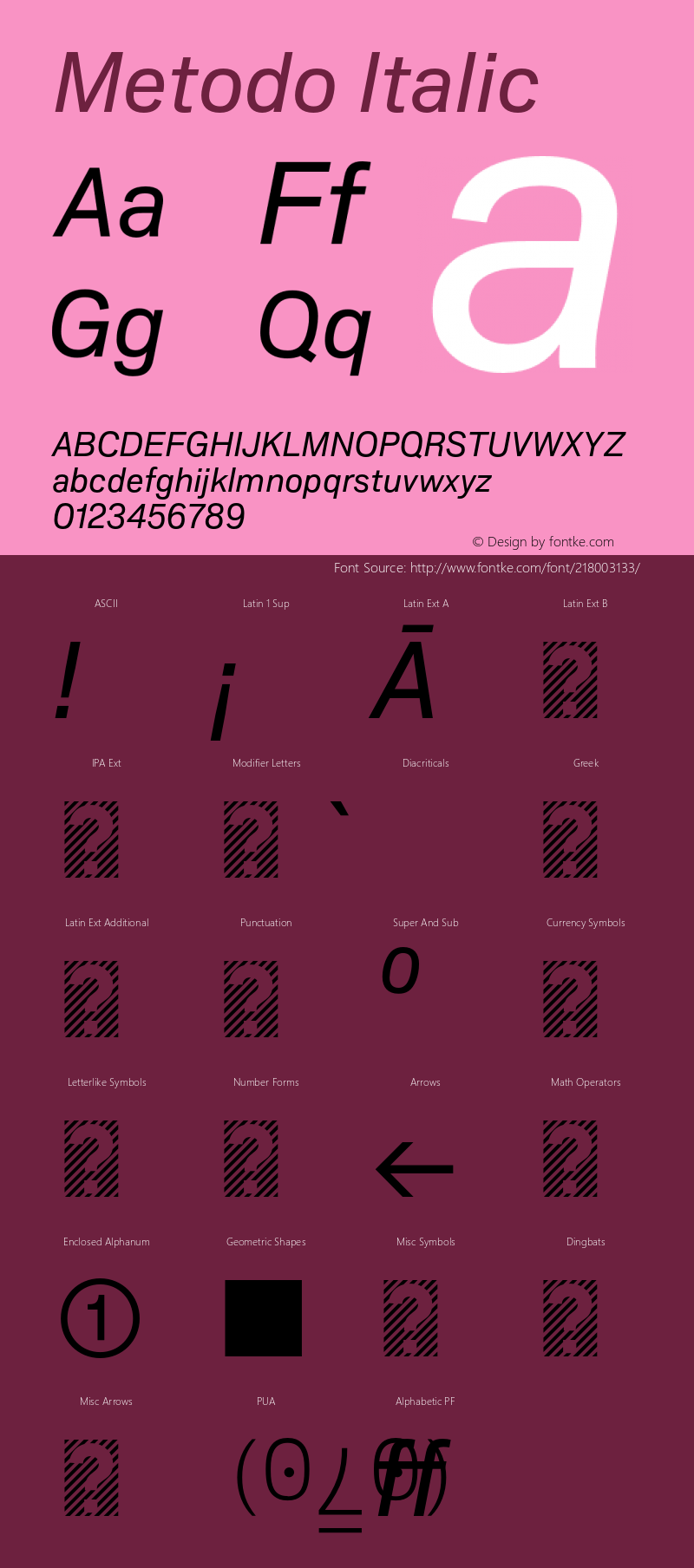 Metodo Regular Italic Version 1.001; build 0001图片样张