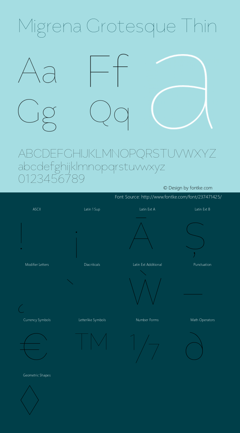 Migrena Grotesque Thin Version 1.000;PS 001.000;hotconv 1.0.88;makeotf.lib2.5.64775图片样张