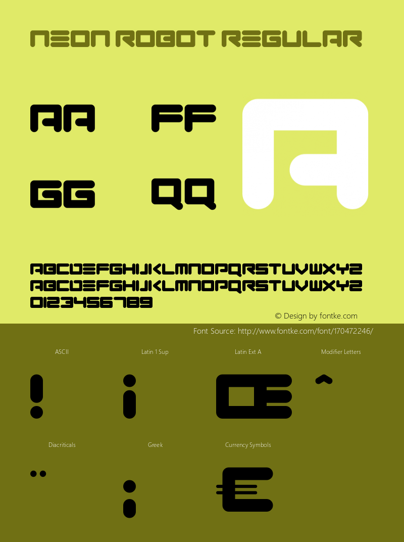 Neon Robot Version 1.00;July 14, 2021;FontCreator 12.0.0.2567 64-bit图片样张