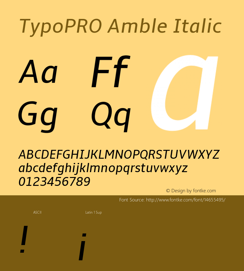 TypoPRO Amble Italic Version 1.00000; 2009图片样张