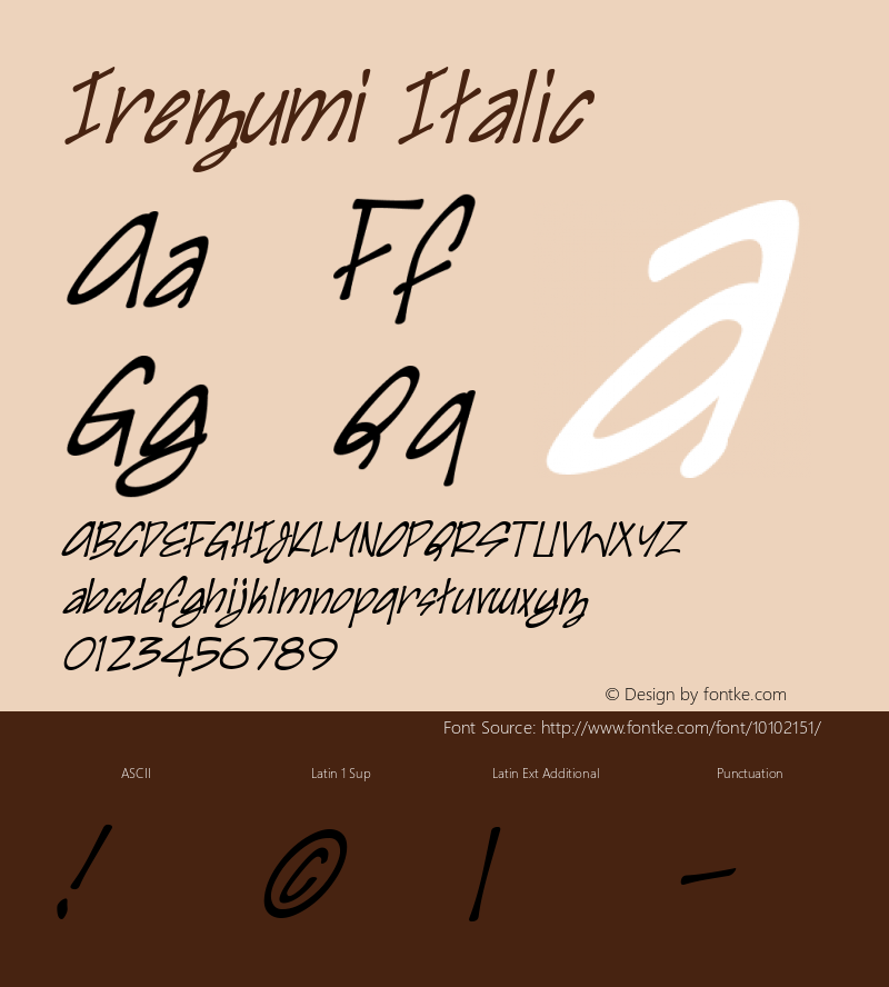 Irezumi Italic Macromedia Fontographer 4.1 1/31/02图片样张