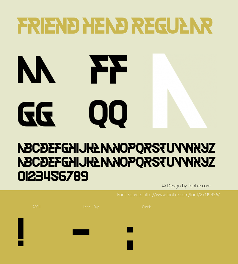 Friend Head Version 1.00;October 15, 2018;FontCreator 11.5.0.2427 64-bit图片样张
