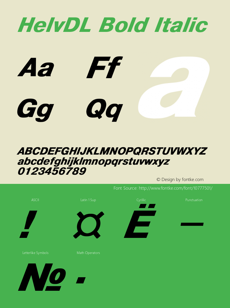 HelvDL Bold Italic Unknown图片样张