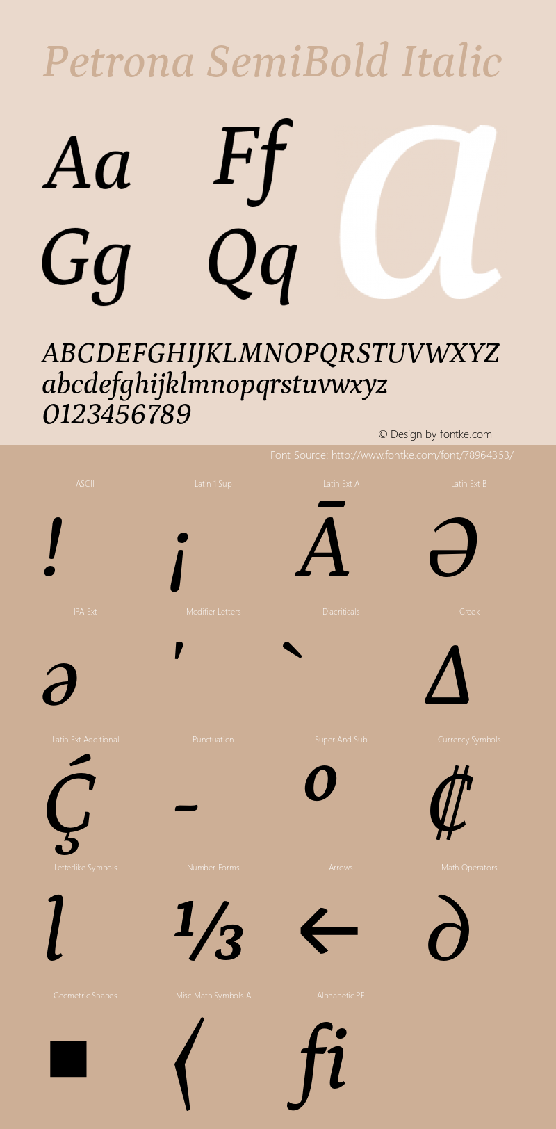 Petrona SemiBold Italic Version 1.002;hotconv 1.0.109;makeotfexe 2.5.65596图片样张