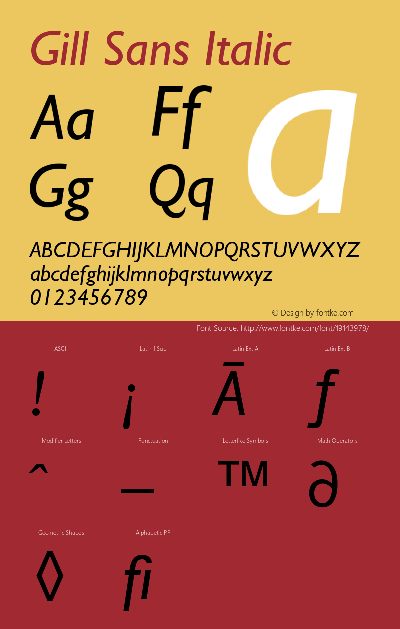 Gill Sans CE Italic Version 001.000图片样张