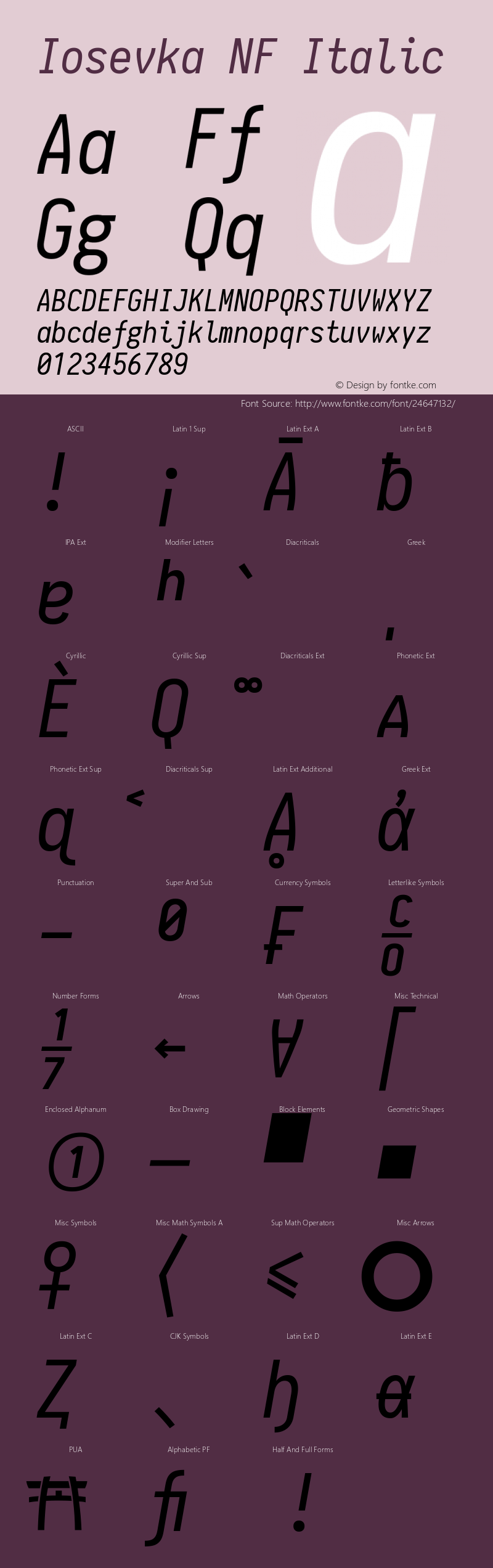 Iosevka Italic Nerd Font Complete Windows Compatible 1.8.4; ttfautohint (v1.5)图片样张