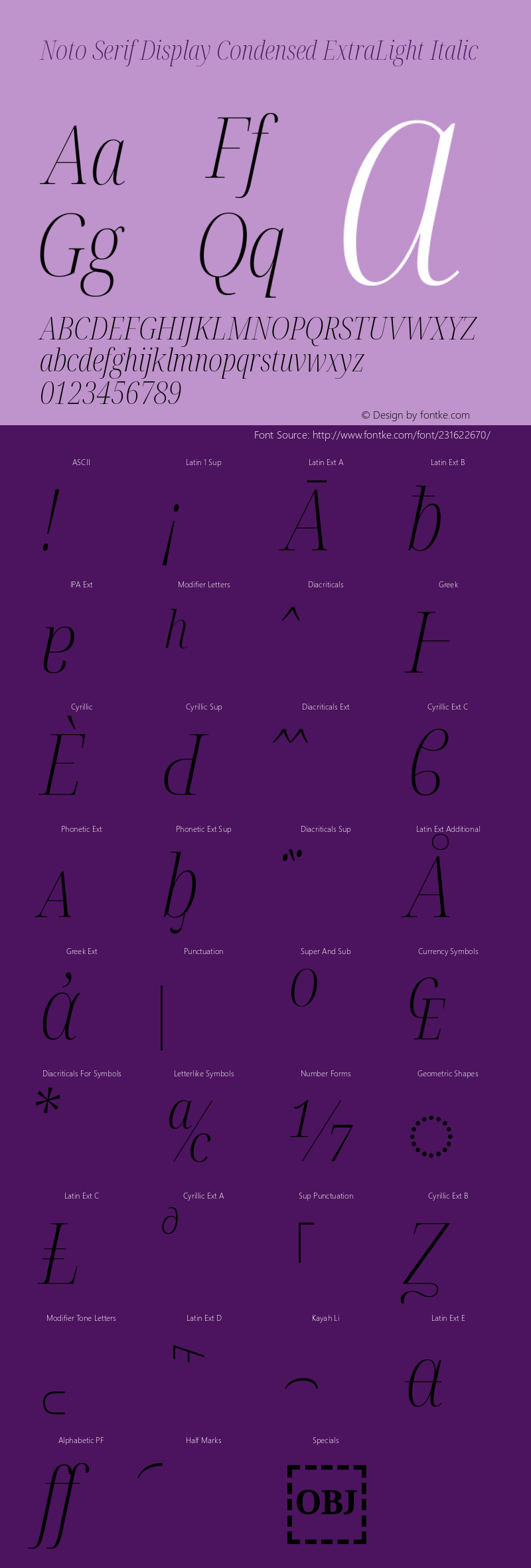 Noto Serif Display Condensed ExtraLight Italic Version 2.003图片样张