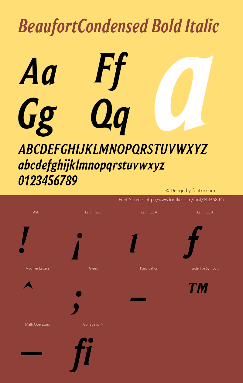 BeaufortCondensed Bold Italic Version 001.000图片样张