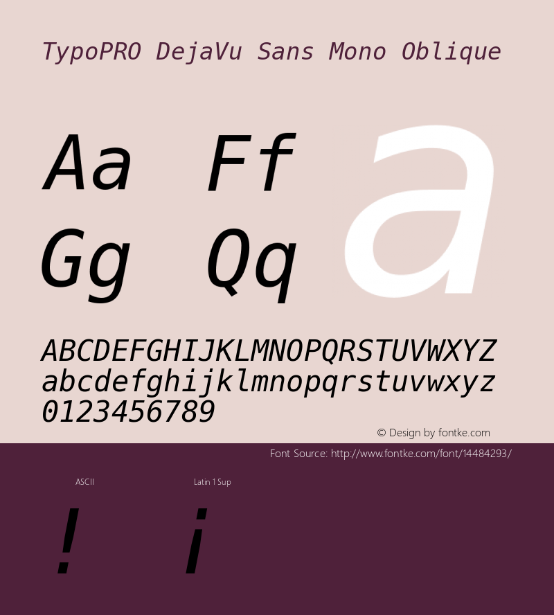 TypoPRO DejaVu Sans Mono Oblique Version 2.34图片样张