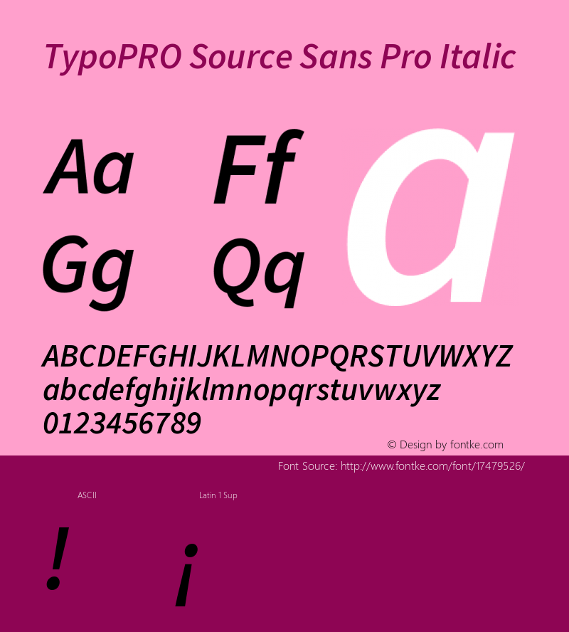 TypoPRO Source Sans Pro Italic Version 1.075;PS 2.000;hotconv 1.0.86;makeotf.lib2.5.63406图片样张