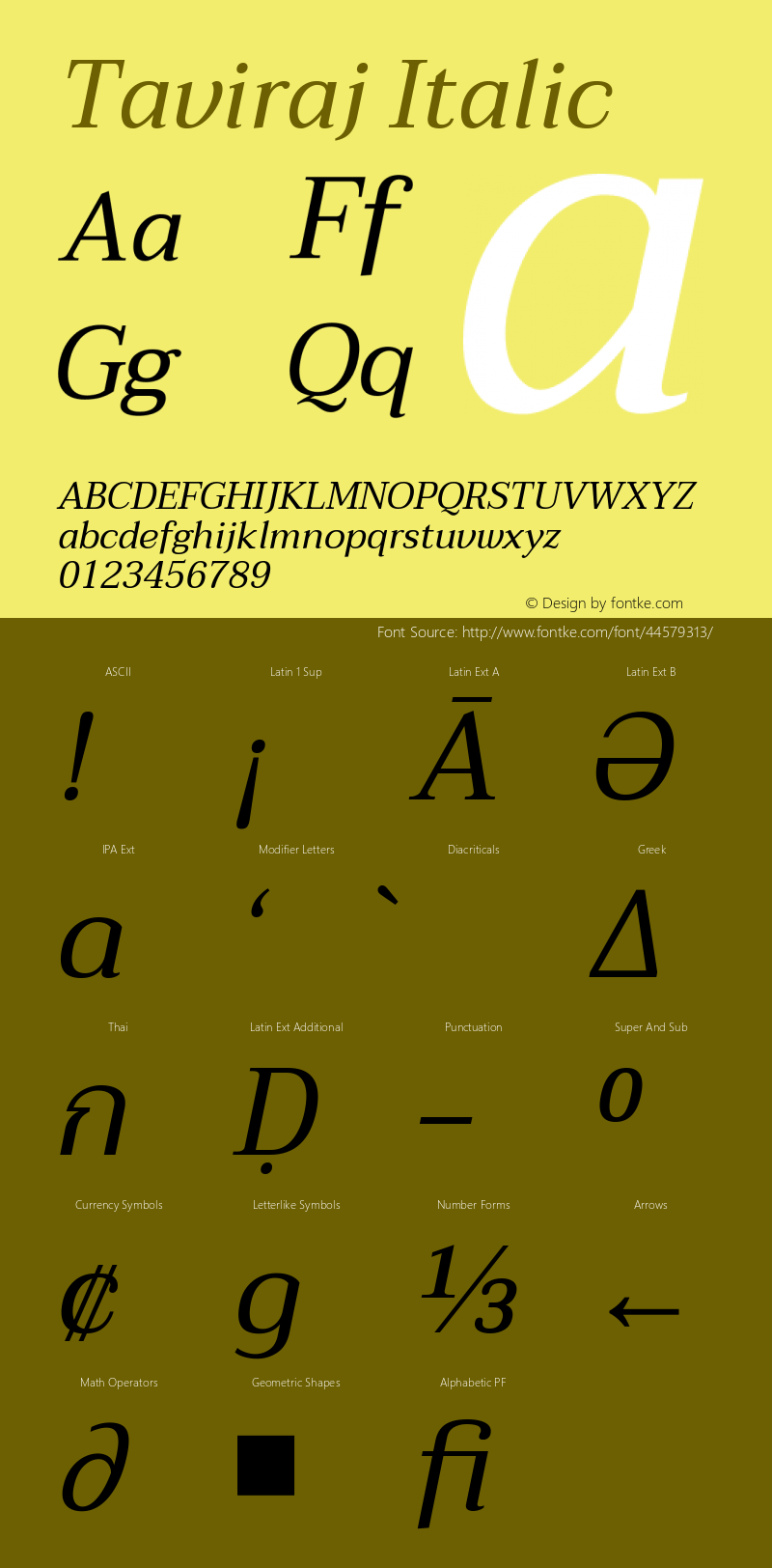 Taviraj Italic Version 1.001图片样张