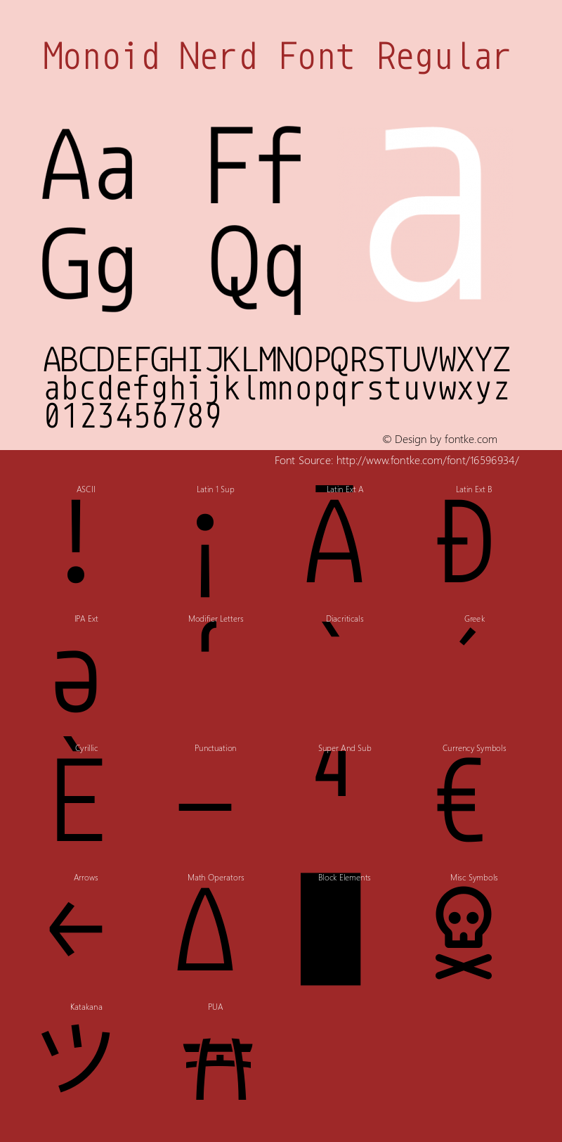 Monoid Nerd Font Regular Version 0.61;Nerd Fonts 0.8.图片样张