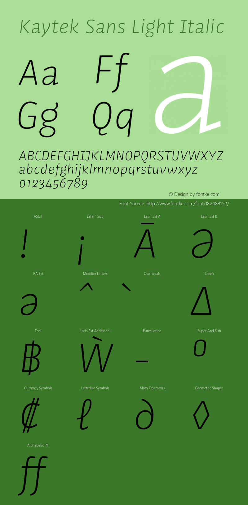 Kaytek Sans Light Italic Version 1.00, build 6, s3图片样张