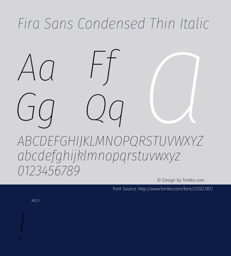 Fira Sans Condensed Thin Italic 图片样张