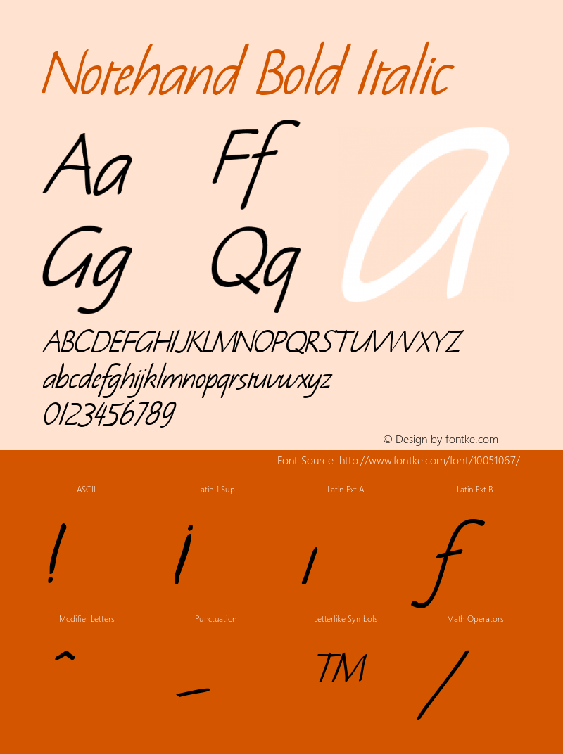 Notehand Bold Italic The WSI-Fonts Professional Collection图片样张