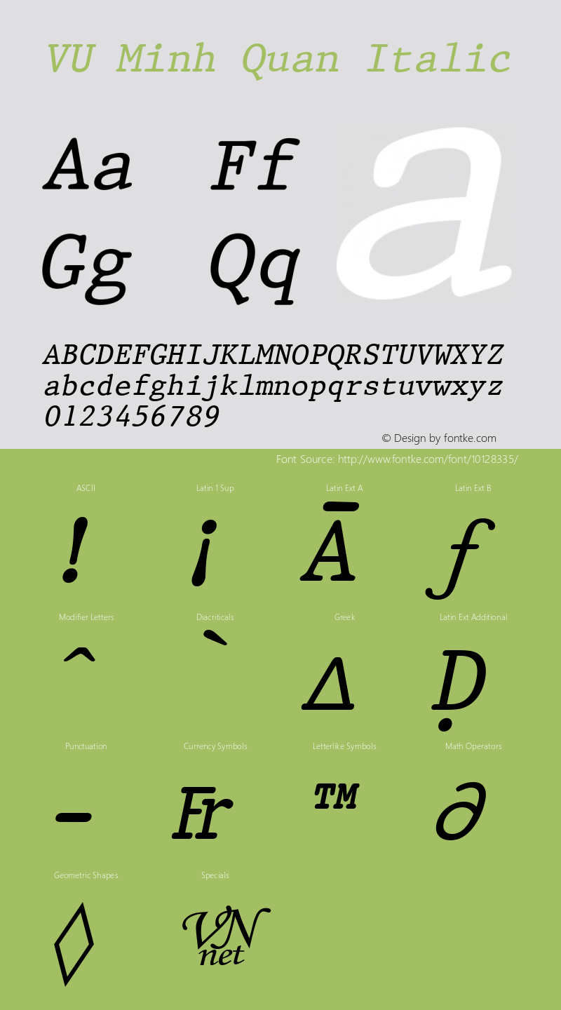 VU Minh Quan Italic Version 2004.04 2002图片样张