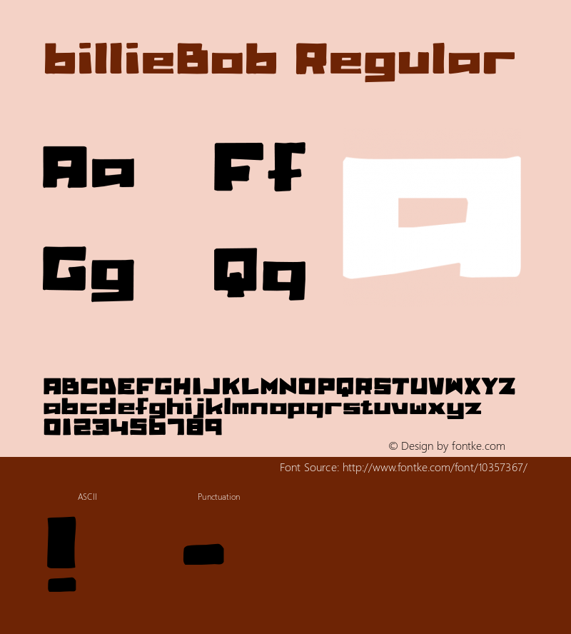 billieBob Regular Version 1.000;PS 001.001;hotconv 1.0.38图片样张