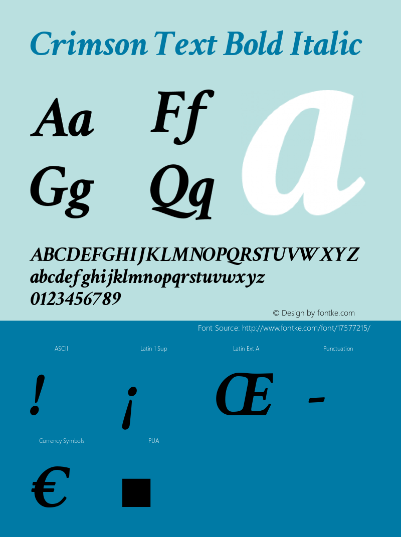 Crimson Text Bold Italic Version 0.12图片样张