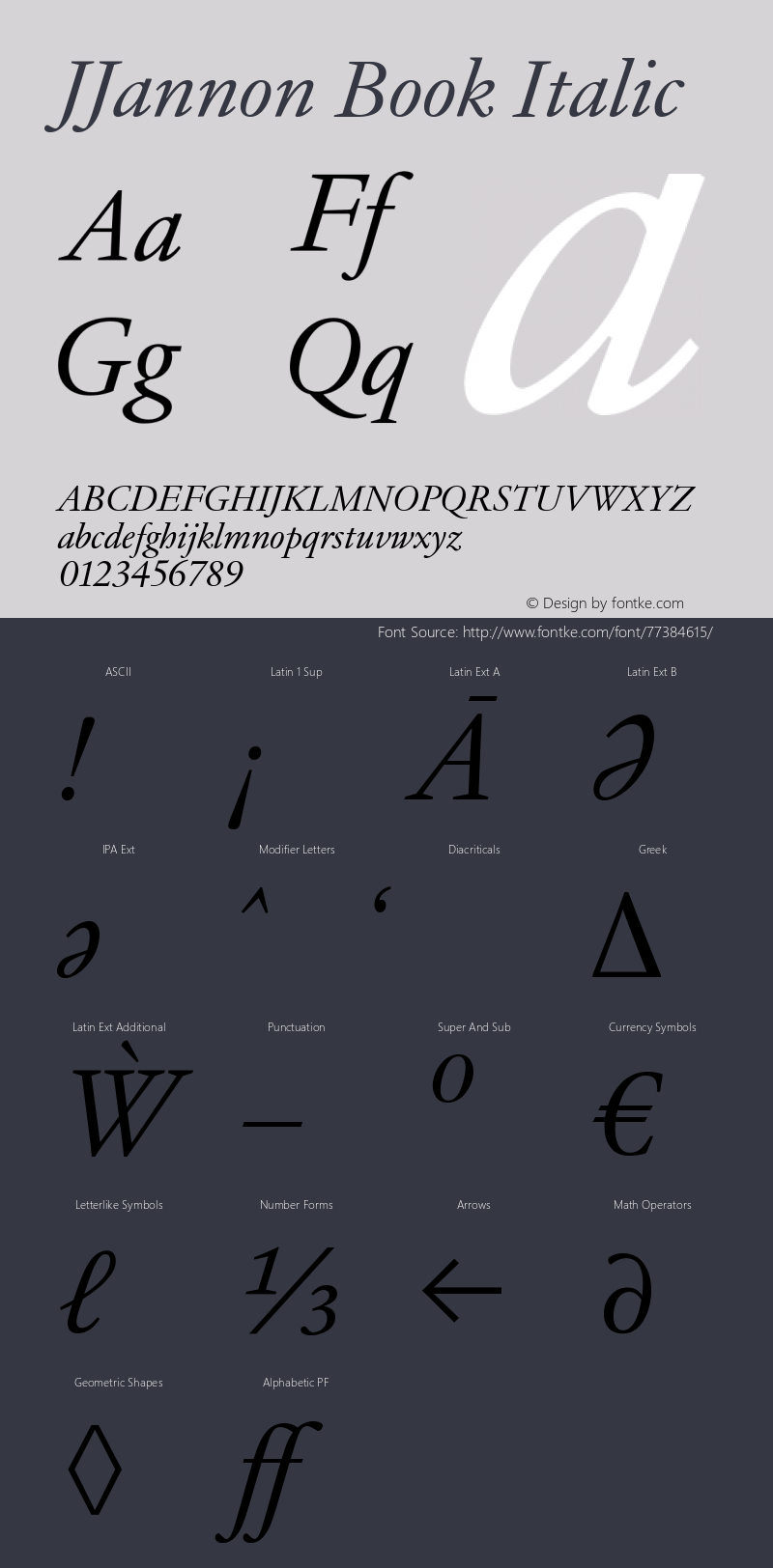 JJannon-BookItalic Version 1.0 | wf-rip DC20190210图片样张