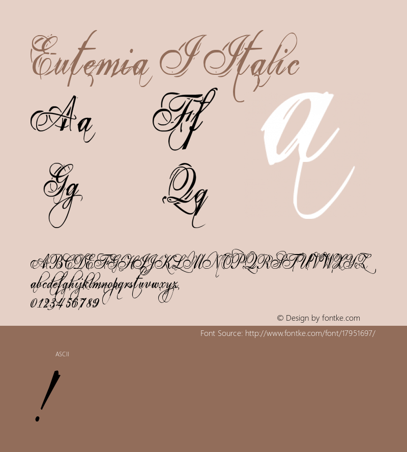 Eutemia I Italic Version 1.00 October 10, 200图片样张