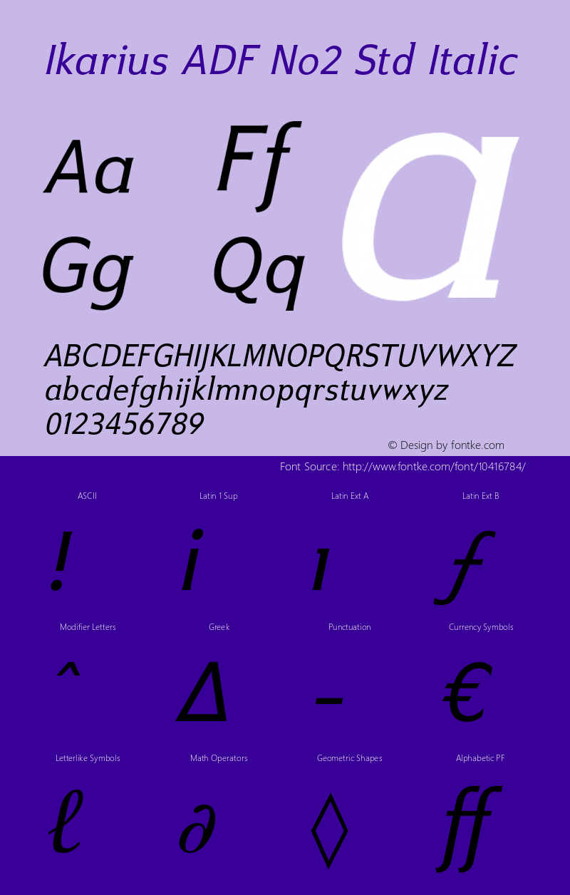 Ikarius ADF No2 Std Italic Version 1.007;FFEdit图片样张