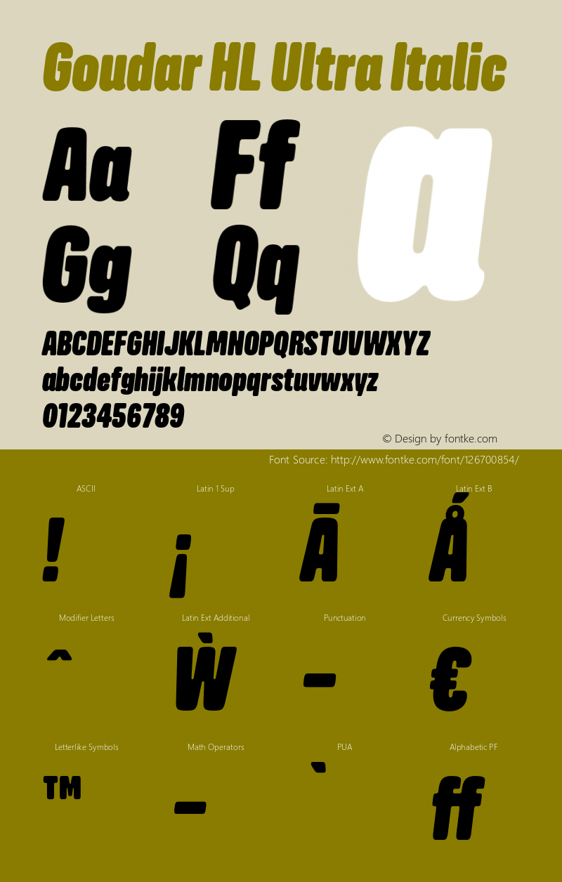 GoudarHL-UltraItalic Version 1.10 Build 0117图片样张