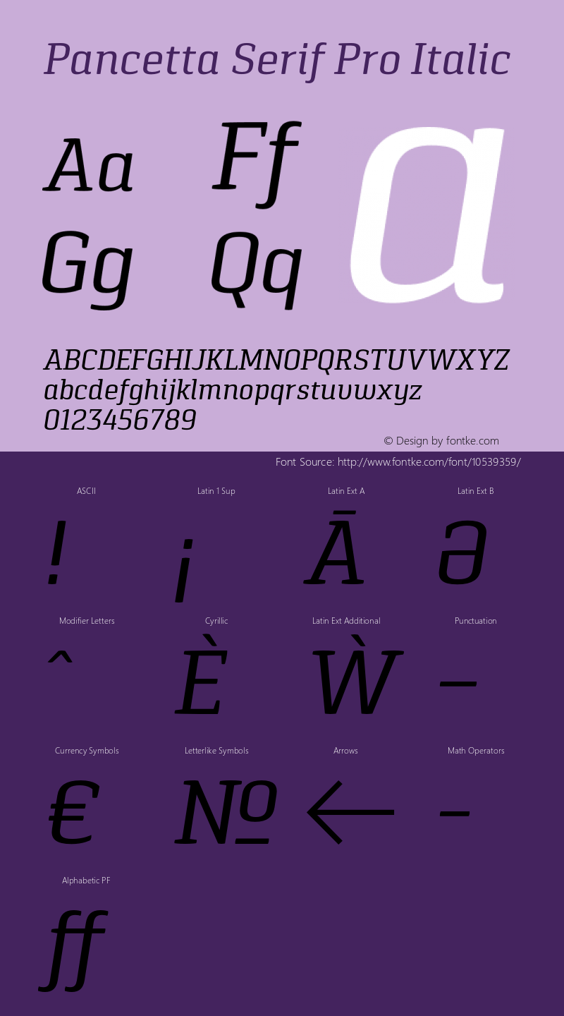 Pancetta Serif Pro Italic Version 001.000图片样张