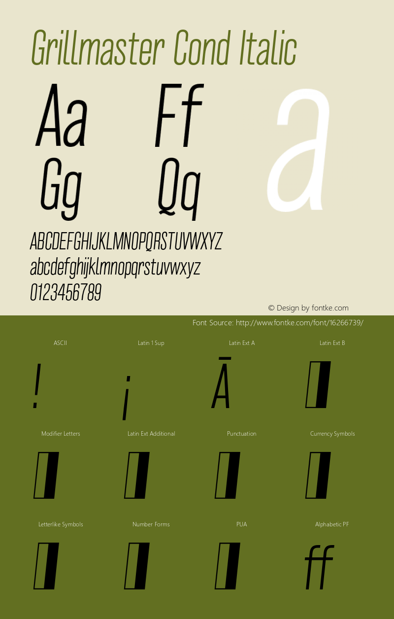 Grillmaster Cond Italic Version 1.000图片样张