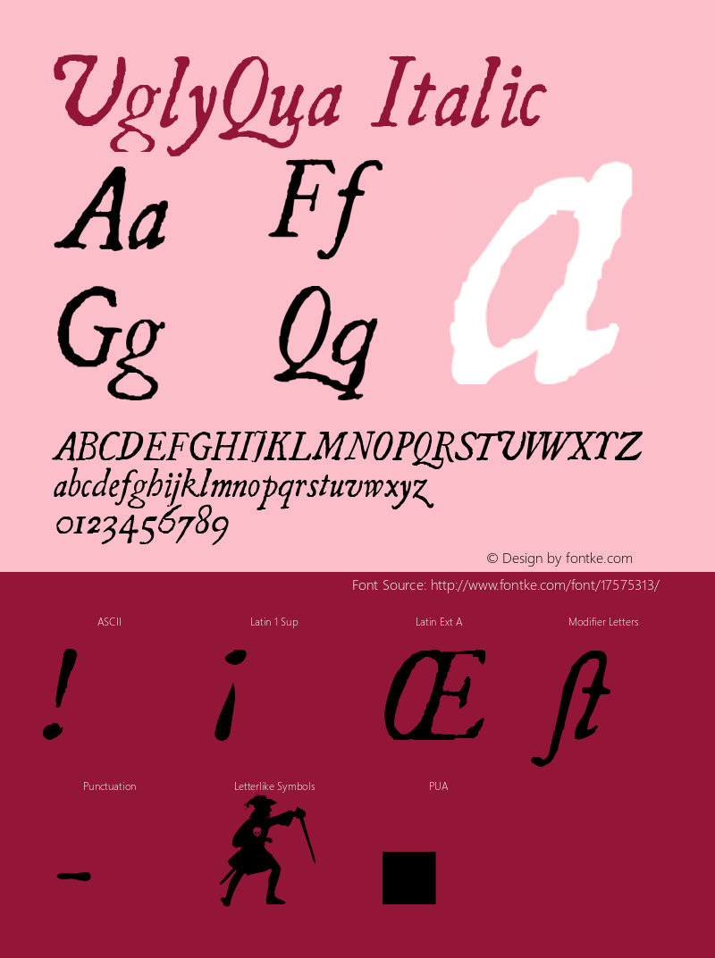 UglyQua Italic 1.0 2004-11-06图片样张