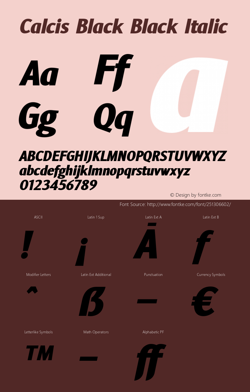 CalcisBlack-Italic Version 1.000图片样张