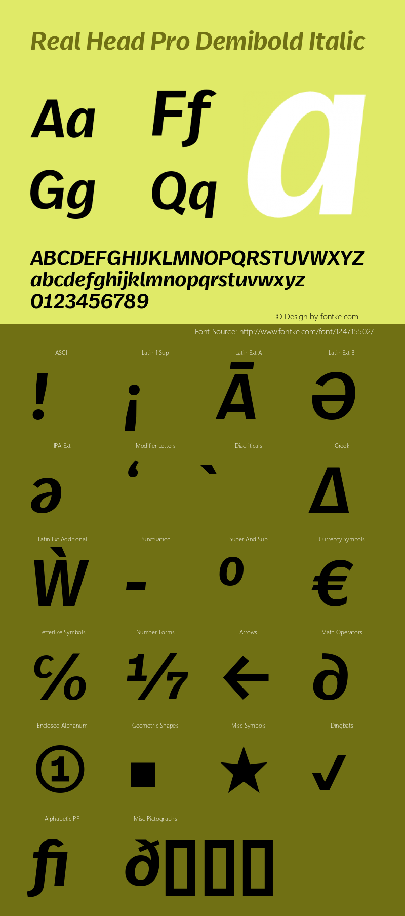 Real Head Pro Demibold Italic Version 7.70图片样张