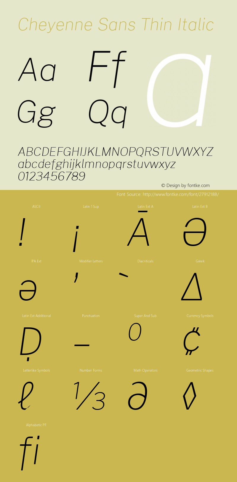 Cheyenne Sans Thin Italic Version 1.000; ttfautohint (v1.8.2)图片样张
