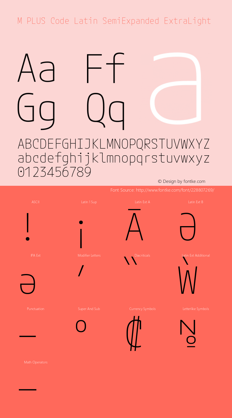 M PLUS Code Latin SemiExpanded ExtraLight Version 1.005; ttfautohint (v1.8.3)图片样张