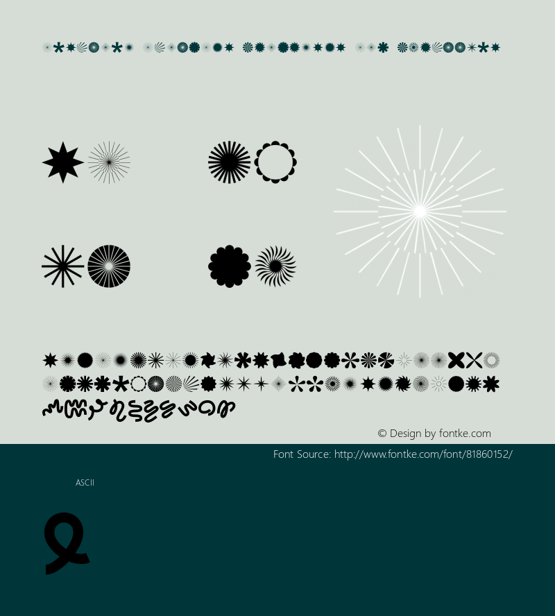 Designer Dingbats Sunbursts and Squiggles Version 0.000;hotconv 1.0.109;makeotfexe 2.5.65596图片样张