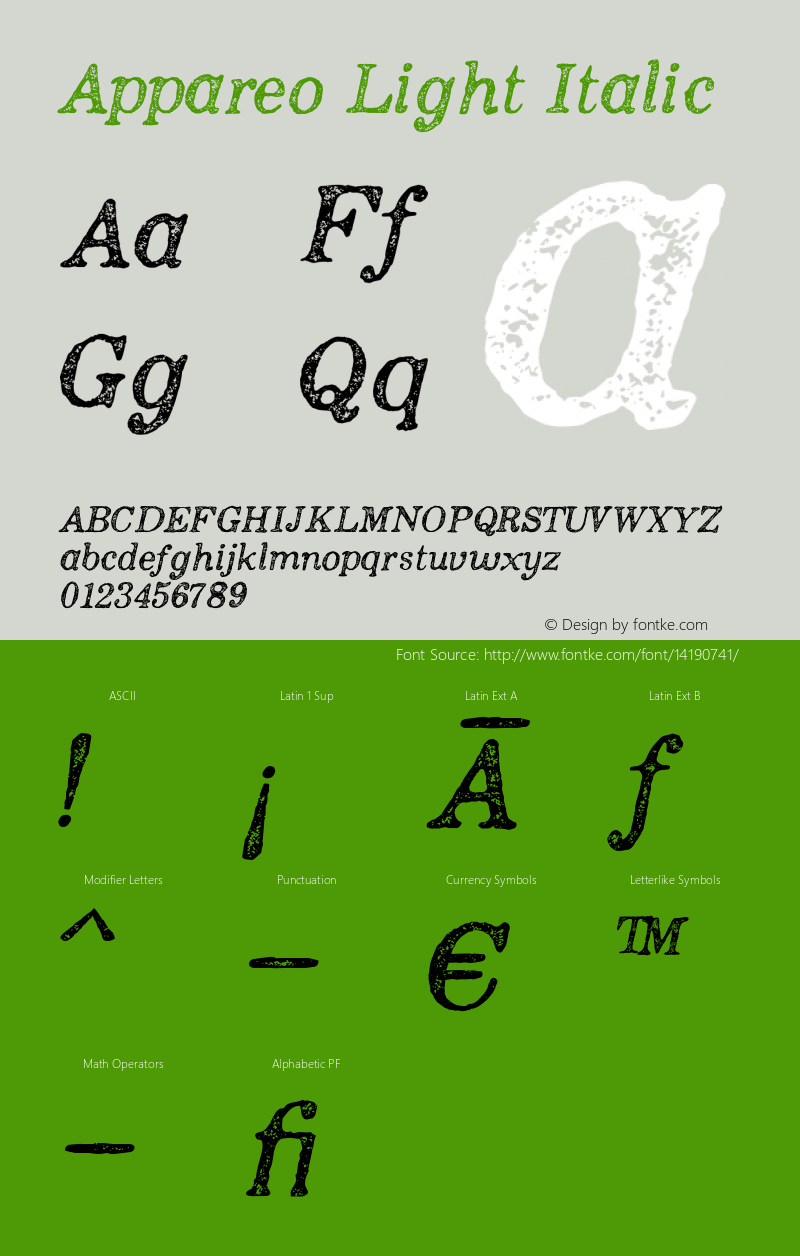 Appareo Light Italic 1.000图片样张