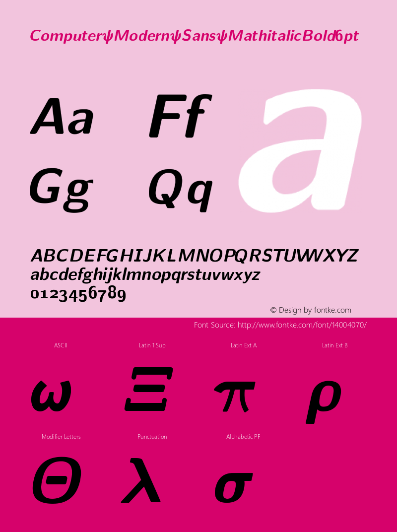 Computer Modern Sans MathitalicBold6pt Version 001.001图片样张