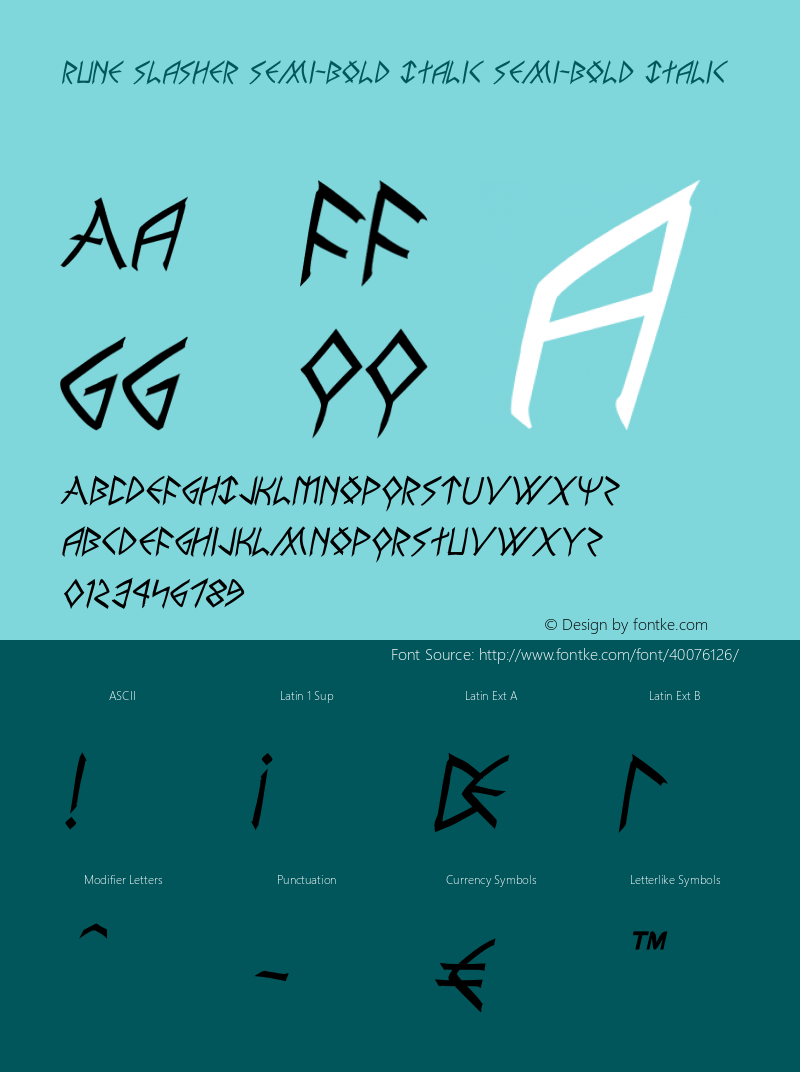 Rune Slasher Semi-Bold Italic Version 1.0; 2019图片样张